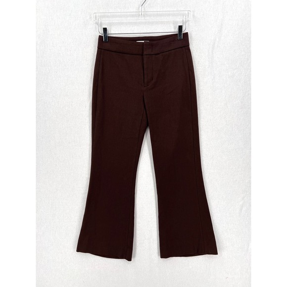 VINCE Slim Flared Pants Womens 0 Hickory Darl Brown Cropped Mid Rise Stretch NWT - Picture 4 of 16